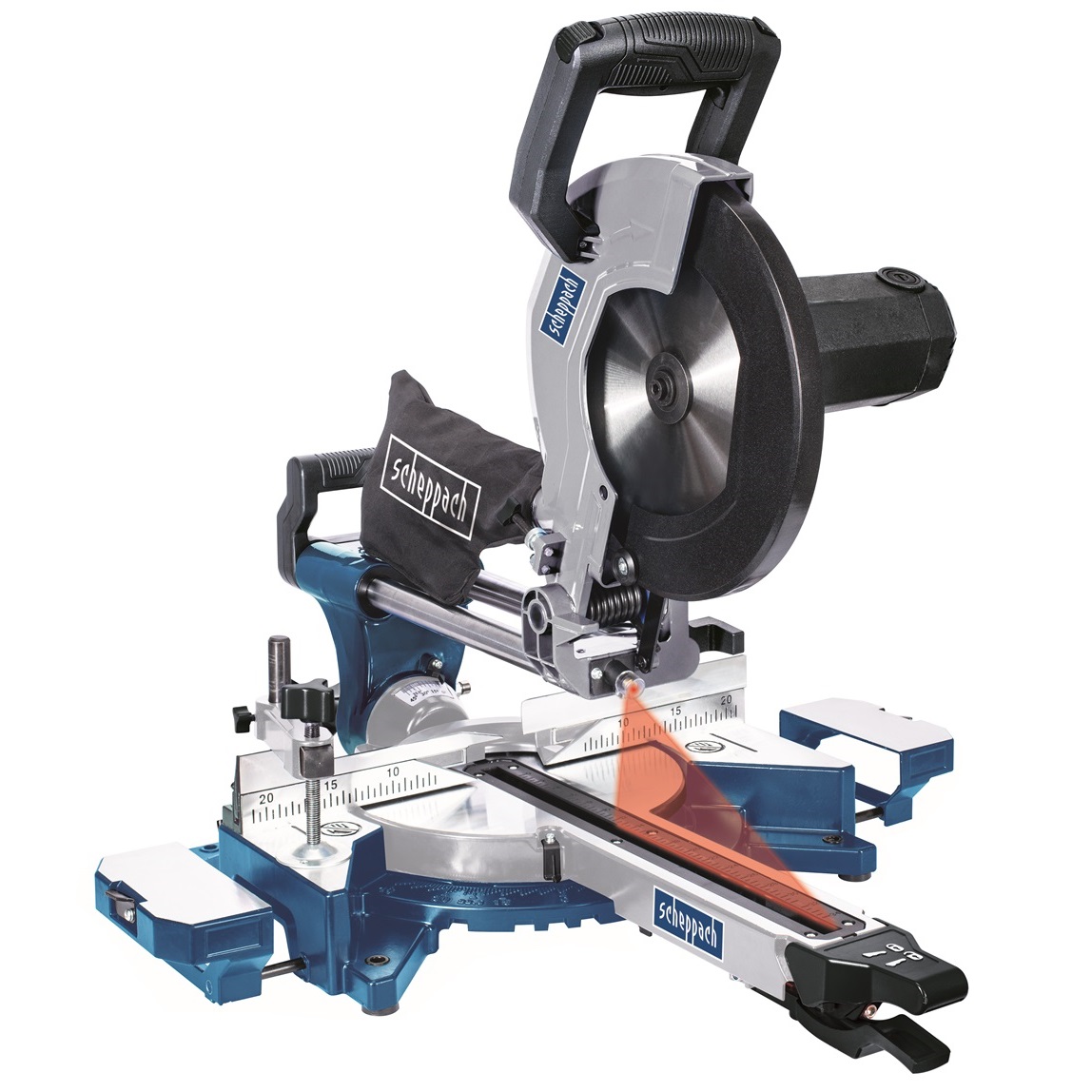 Scheppach kétsebességes, csúszósínes lézeres gérvágó 2000W/254mm